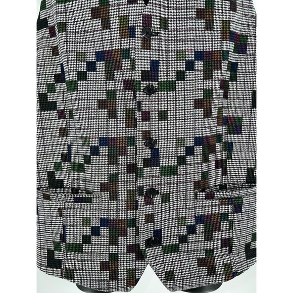 Luchiano Visconti Men’s Black and white Tetris Vest Size Large - Picture 4 of 6